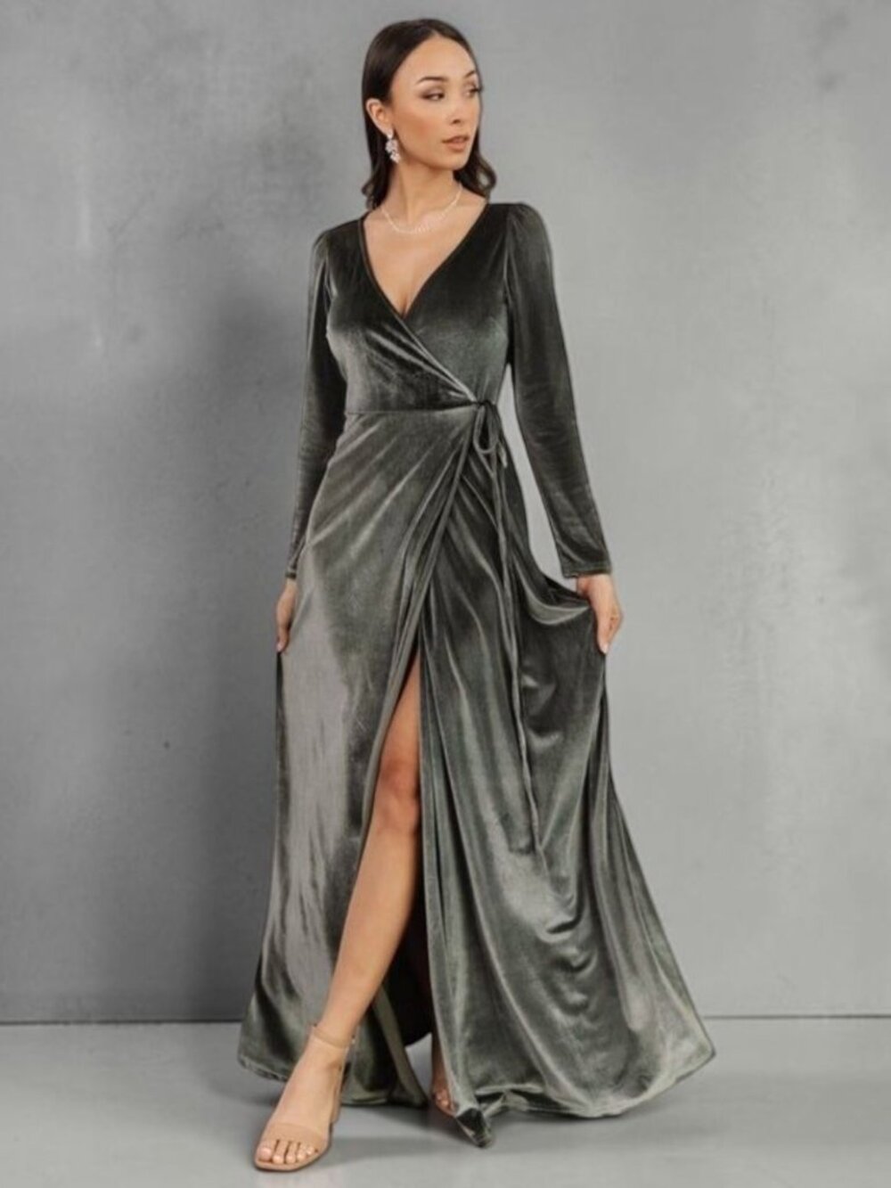 Baltic Born Sage Green Esmerelda Velvet Wrap Maxi Dress 2XL